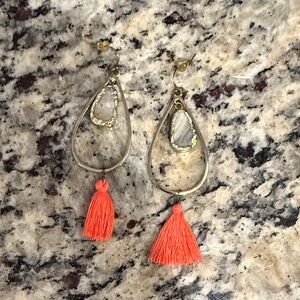 Bauble bar Gold and Orange Tassel Earrings